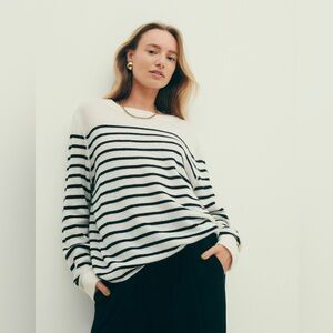 Reformation - Cashmere Boyfriend Striped sweater Gossamer Black and Cream - S